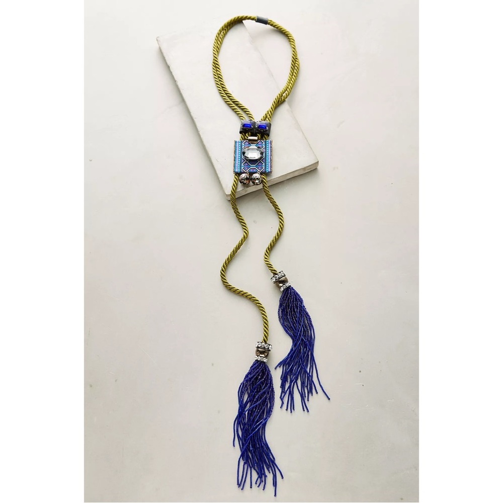 NEW Anthropologie MIMILORE Moss Rope Bolo Necklace RARE